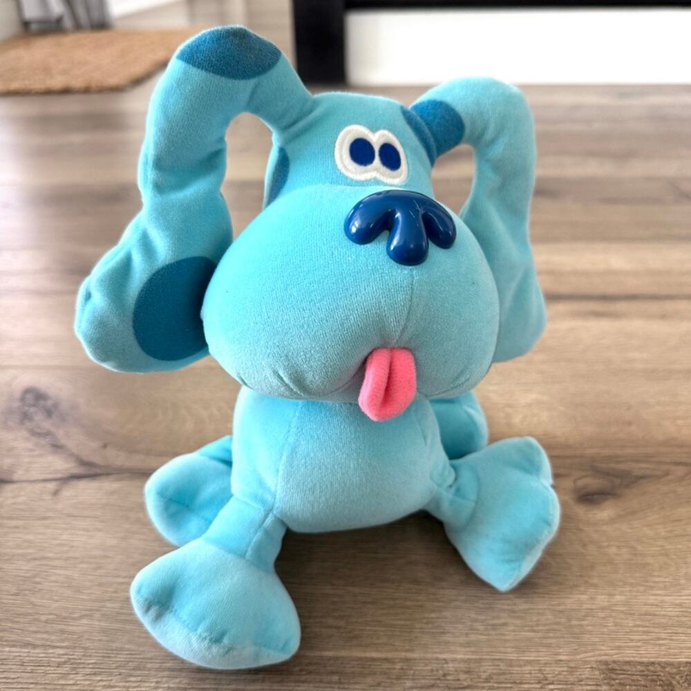 Blue's Clues Plush Dog Viacom Nickelodeon Blue Tongue Out 12" Paw Print EUC